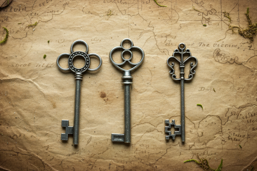 3er Set Antike Schlüssel
